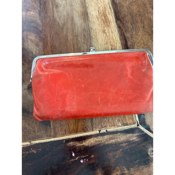 Hobo International Lauren Supple Distressed Red Leather Clutch Wallet - Picture 2 of 9